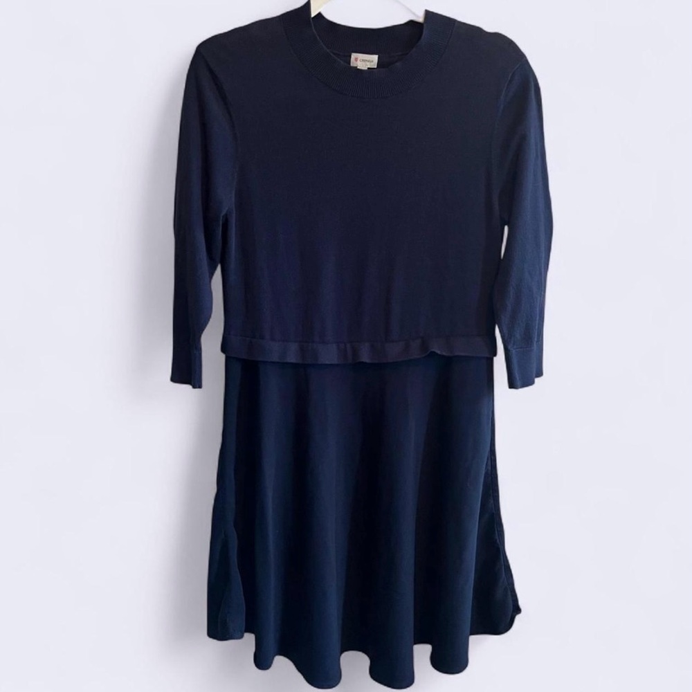 Cremieux Navy Mixed Media Dress (Large)